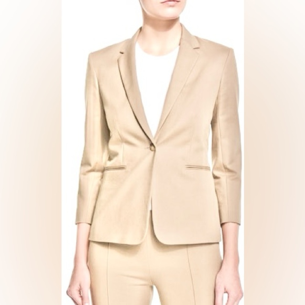 The Row Remy One Button 3/4 Sleeve Schoolboy Jacket Tan 4